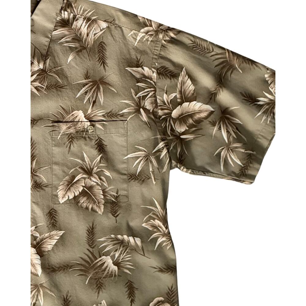 Batik Bay Hawaiian Shirt Mens Size XL Tan Floral Palm Print Button Up Collar - Picture 10 of 13